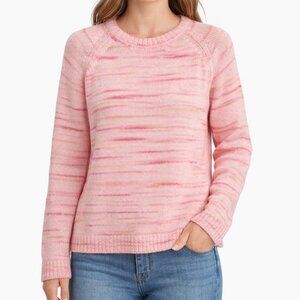 NWT J.Crew Women’s Pink Space Dye Knit Sweater M Crewneck Cozy Soft Pullover